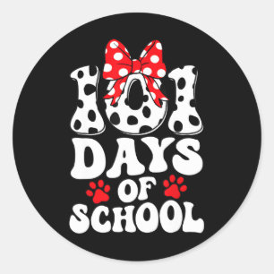 Pegatina Redonda 100 Días Escolares De Perro Dalmático 100 Días Más
