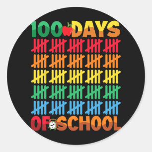 Pegatina Redonda 100 Días Escolares Felices 100 Días De Enseñanza E