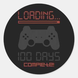 Pegatina Redonda 100 Días Escolares Jugadores De Videojuegos Comple