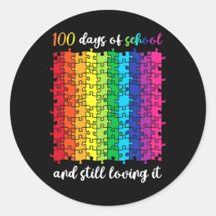 Pegatina Redonda 100 Días Escolares Y Todavía Me Encanta Feliz