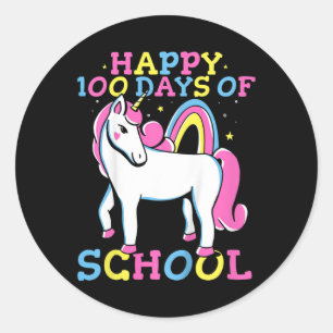 Pegatina Redonda 100 días felices de Chicas escolares 100 días de c