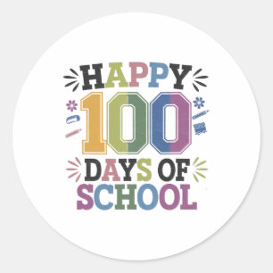 Pegatina Redonda 100 días felices del Día del Arco Escolar 100 días