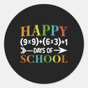 Pegatina Redonda 100 días felices retro de ecuación matemática