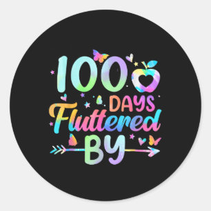 Pegatina Redonda 100 Días Fluidos Por - 100º Día De Enseñanza