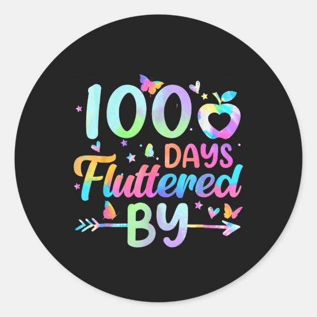 Pegatina Redonda 100 Días Fluidos Por - 100º Día De Enseñanza (Anverso)