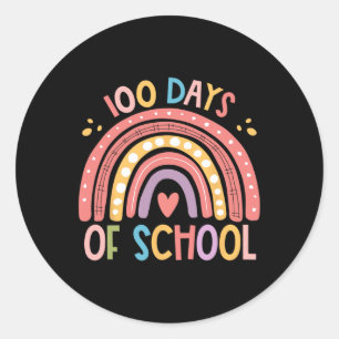 Pegatina Redonda 100 Días Graciosos De Escuelas Felices 100 Días De