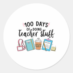 Pegatina Redonda 100 días haciendo cosas de maestro profesor divert