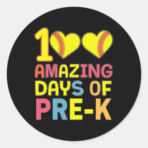 Pegatina Redonda 100 Días Increíbles De Estudiante Prek Softbyll Pl