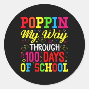 Pegatina Redonda 100 días, la escuela me lleva a través de 100 días