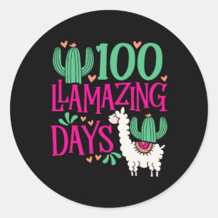 Pegatina Redonda 100 Días Llamativos De La Escuela - Chicas Y Enseñ