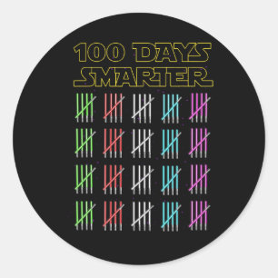 Pegatina Redonda 100 días luz más inteligente feliz 100 días de cla