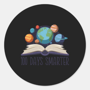 Pegatina Redonda 100 días, maestro más inteligente 100 días de escu