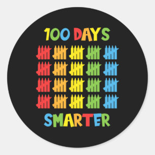 Pegatina Redonda 100 Días Maestros más inteligentes Niños 100 Días