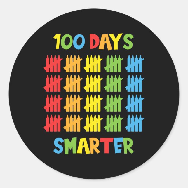 Pegatina Redonda 100 Días Maestros más inteligentes Niños 100 Días (Anverso)