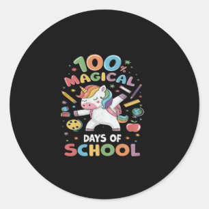 Pegatina Redonda 100 días mágicos de la escuela Unicornio