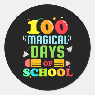Pegatina Redonda 100 días mágicos del colegio Feliz 100 días de mae