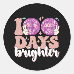 Pegatina Redonda 100 días más brillante Disco Ball 100 días de escu
