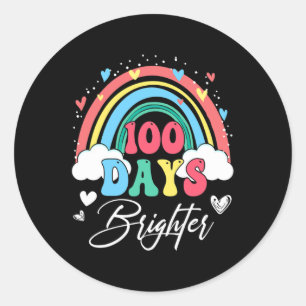 Pegatina Redonda 100 días más brillante profesor de arcoiris 100 dí