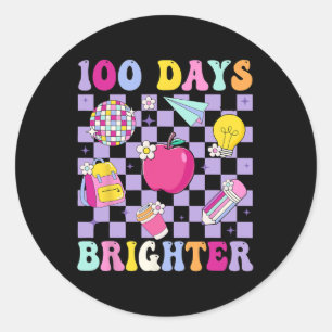 Pegatina Redonda 100 días más brillante Retro Disco 100 días de esc