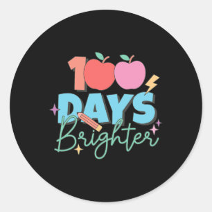 Pegatina Redonda 100 días más Brillantes 100 días de escuela
