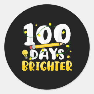 Pegatina Redonda 100 días más Brillantes 100 días de escuela 100 dí