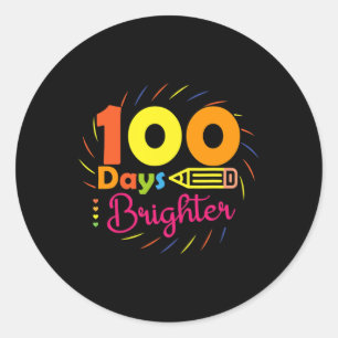 Pegatina Redonda 100 Días Más Brillantes - 100 Días De Maestra Esco