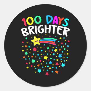 Pegatina Redonda 100 Días Más Brillantes Feliz 100 Días De Maestría