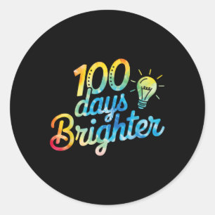 Pegatina Redonda 100 días más brillantes para los niños maestros 10