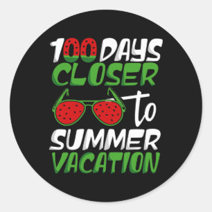 Pegatina Redonda 100 Días Más Cerca Del Maestro De Vacaciones De Ve