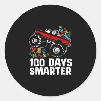 Pegatina Redonda 100 días más inteligente camionero feliz 100° cole