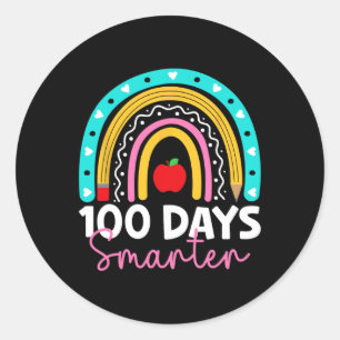 Pegatina Redonda 100 días más inteligente maestro arcoiris 100 días
