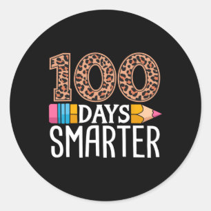 Pegatina Redonda 100 días más inteligente profesor o estudiante 100
