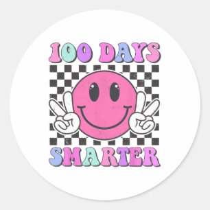 Pegatina Redonda 100 días más inteligente sonrisa Chica 100 días