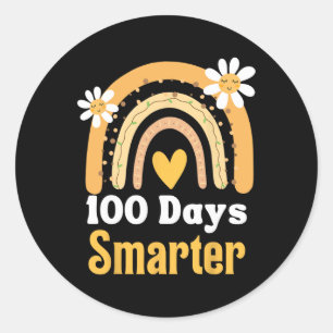 Pegatina Redonda 100 Días Más Inteligentes, Boho Rainbo