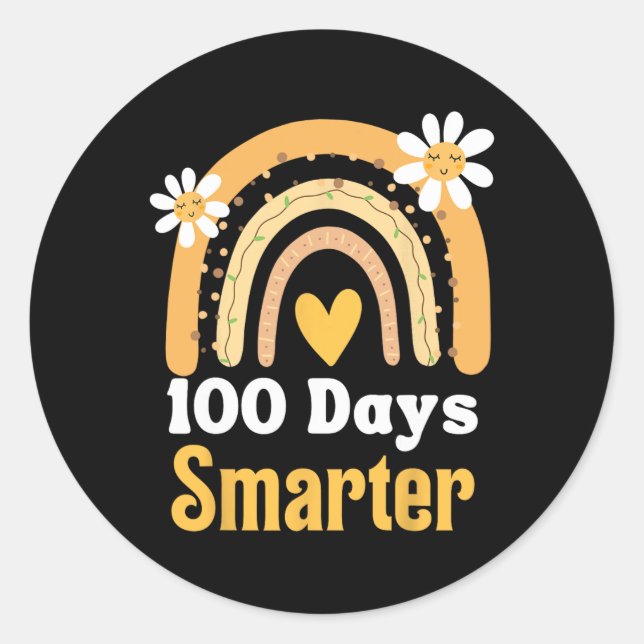 Pegatina Redonda 100 Días Más Inteligentes, Boho Rainbo (Anverso)
