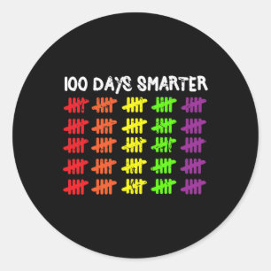 Pegatina Redonda 100 Días Más Inteligentes Contando Hash Marks Días