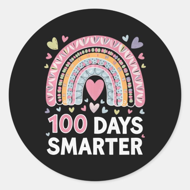 Pegatina Redonda 100 Días Más Inteligentes De La Escuela (Anverso)