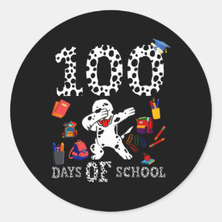 Pegatina Redonda 100 Días Más Inteligentes De La Escuela Dabbing Da