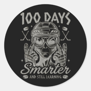 Pegatina Redonda 100 Días Más Inteligentes Feliz 100º Día De Escuel