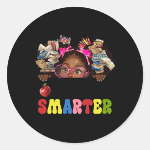 Pegatina Redonda 100 días más inteligentes Melanin Chicas Afro niño