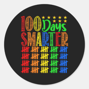 Pegatina Redonda 100 días más inteligentes para estudiantes 100 día