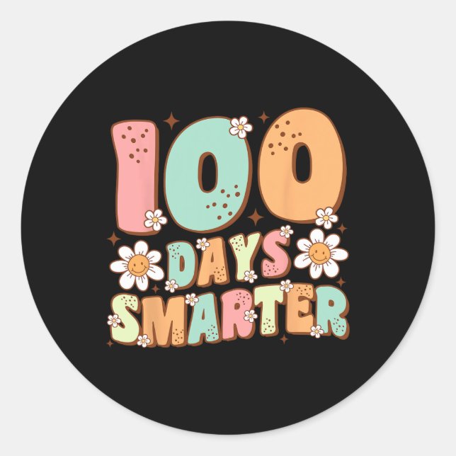 Pegatina Redonda 100 días más inteligentes y felices 100 días de cl (Anverso)