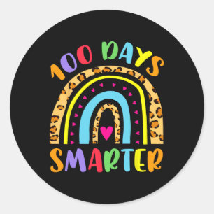Pegatina Redonda 100 días niños Chicas más inteligentes Unicorn 100