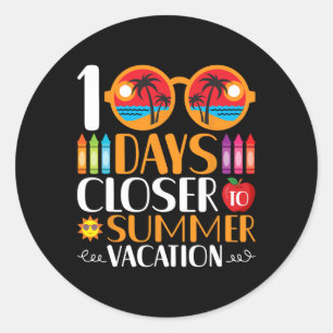 Pegatina Redonda 100 Días Para Las Vacaciones De Verano