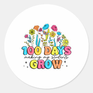 Pegatina Redonda 100 Días Para Que Mis Estudiantes Crezcan 100 Días