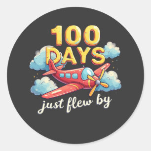 Pegatina Redonda 100 días que pasaron volando en avión 100 días de