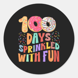 Pegatina Redonda 100 días salpicados con diversión donut divertida