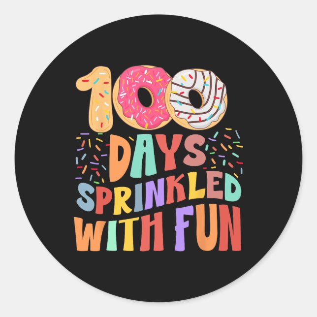Pegatina Redonda 100 días salpicados con diversión donut divertida  (Anverso)