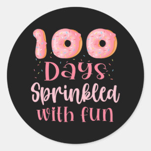 Pegatina Redonda 100 días salpicados de divertidos puntos rosados