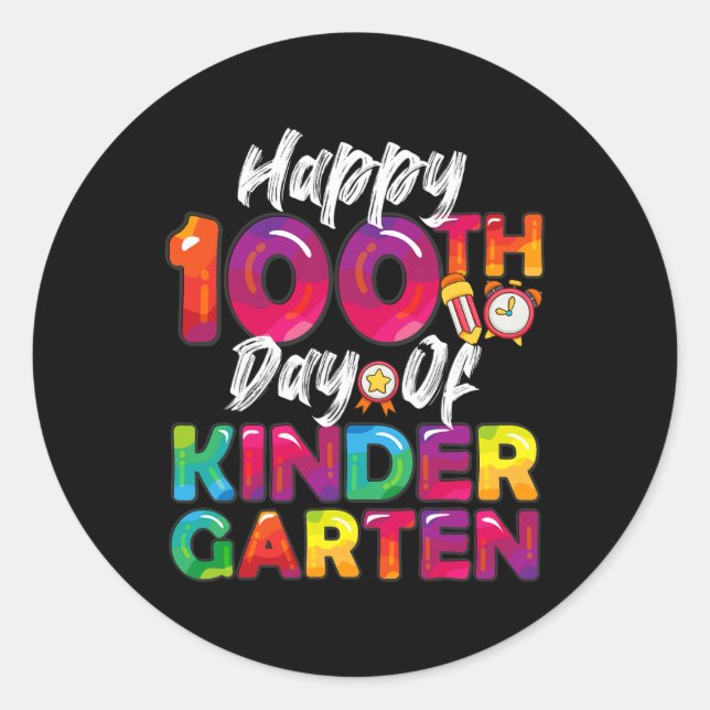 Pegatina Redonda 100 días todos los profesores estudiantes felices  (Anverso)